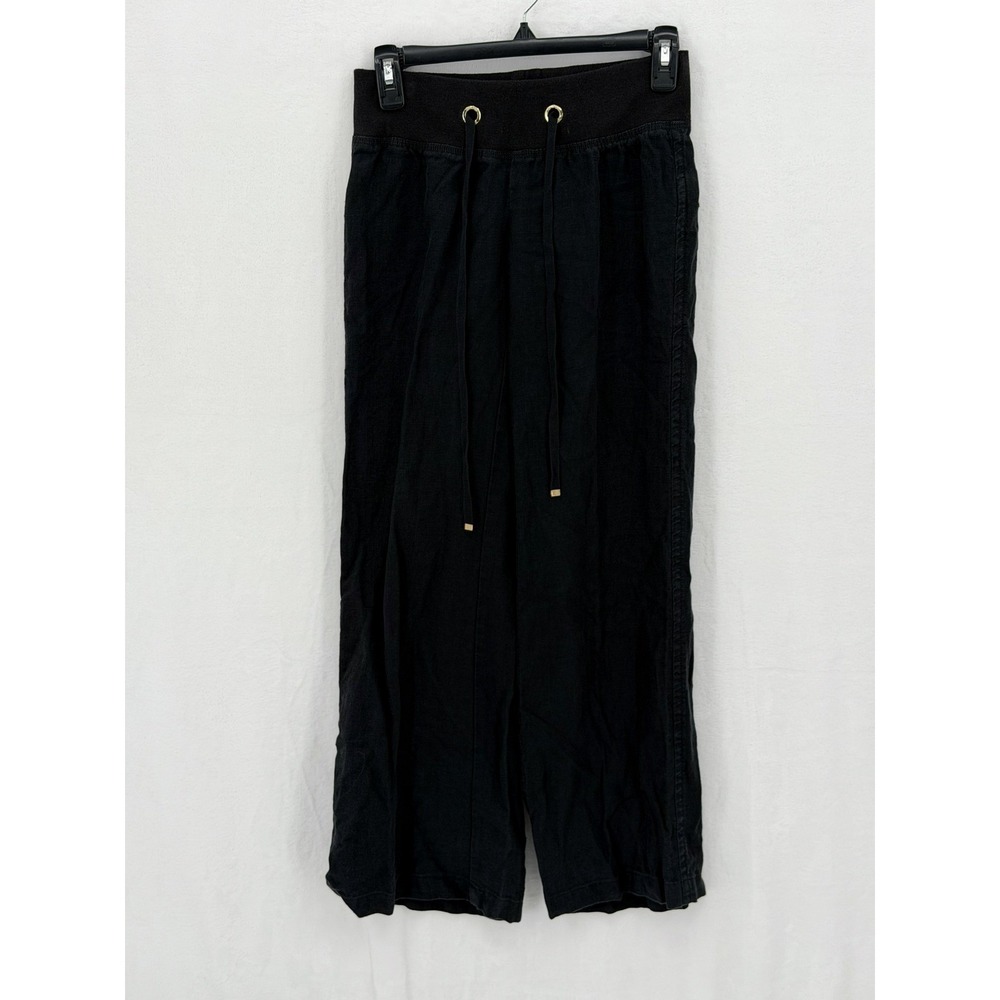 Lilly Pulitzer Pants Women XS Black The Beach Pant Wide Leg Linen Coastal Preppy